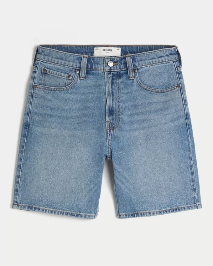 Above-the-Knee Loose Denim Shorts,Above-the-Knee Loose Denim Shorts