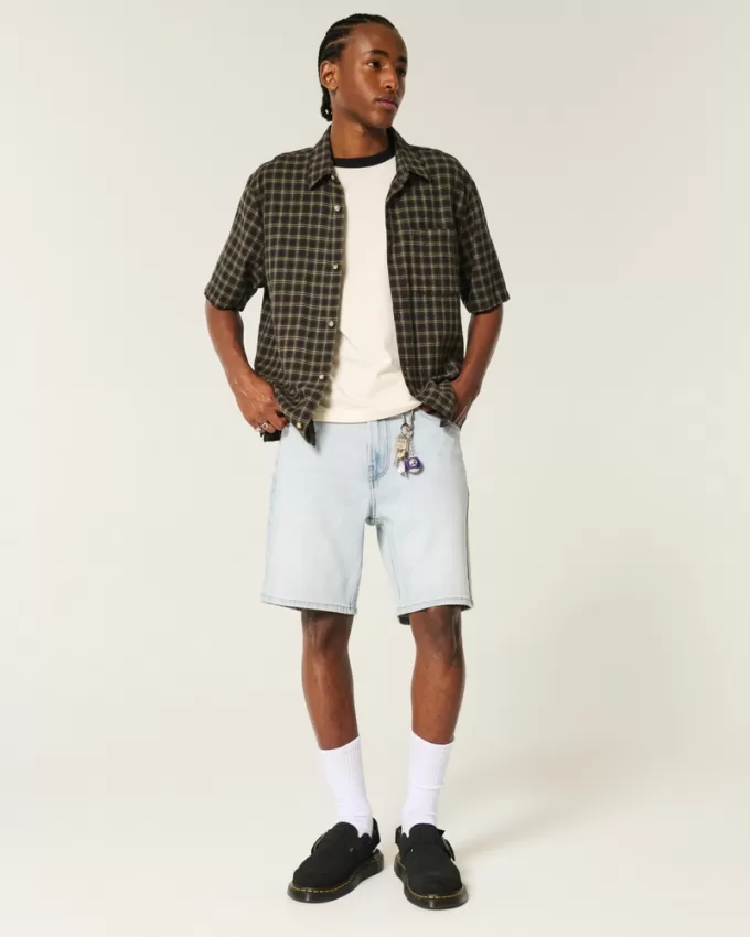 Above-the-Knee Loose Denim Shorts,Above-the-Knee Loose Denim Shorts