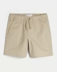 Above-the-Knee Twill Pull-On Shorts,Above-the-Knee Twill Pull-On Shorts