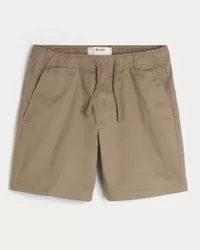 Above-the-Knee Twill Pull-On Shorts,Above-the-Knee Twill Pull-On Shorts