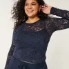 All-Over Lace Crew Top,All-Over Lace Crew Top