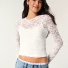 All-Over Lace Crew Top,All-Over Lace Crew Top