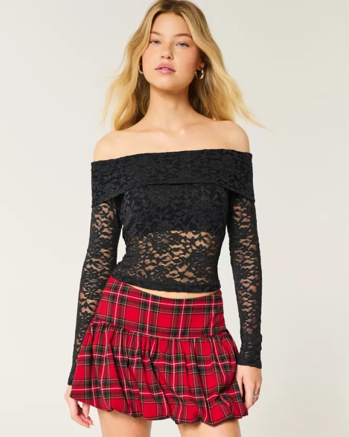 All-Over Lace Off-the-Shoulder Top,All-Over Lace Off-the-Shoulder Top