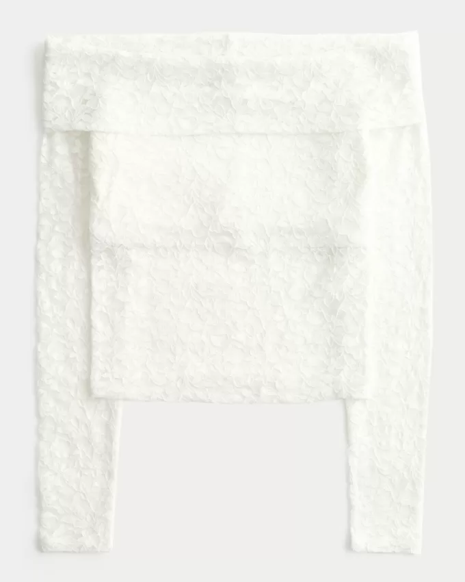 All-Over Lace Off-the-Shoulder Top,All-Over Lace Off-the-Shoulder Top