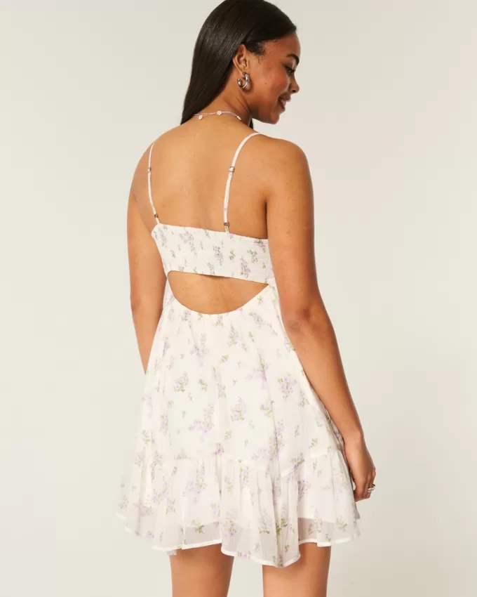 Asymmetrical Hem Chiffon Mini Dress,Asymmetrical Hem Chiffon Mini Dress