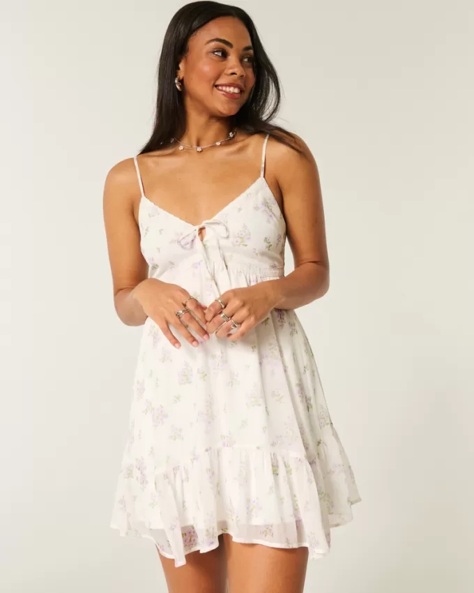 Asymmetrical Hem Chiffon Mini Dress,Asymmetrical Hem Chiffon Mini Dress