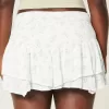 Asymmetrical Hem Tiered Mini Skort,Asymmetrical Hem Tiered Mini Skort