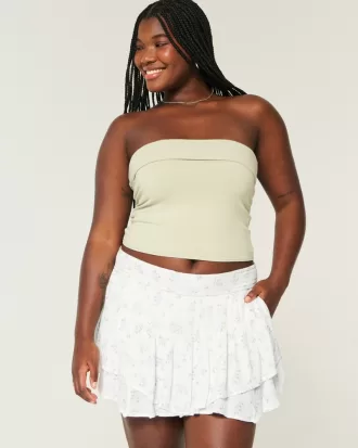 Asymmetrical Hem Tiered Mini Skort,Asymmetrical Hem Tiered Mini Skort