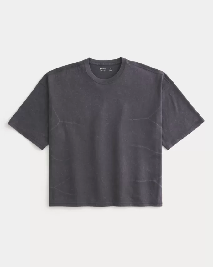 Baggy Crop Lightning Wash Crew T-Shirt,Baggy Crop Lightning Wash Crew T-Shirt