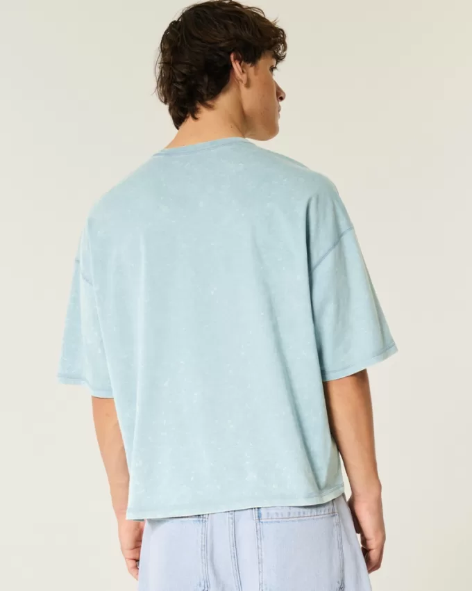 Baggy Crop Wash Effect Crew T-Shirt,Baggy Crop Wash Effect Crew T-Shirt