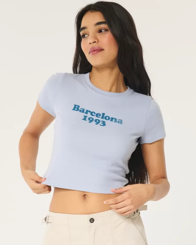 Barcelona 1993 Graphic Baby Tee,Barcelona 1993 Graphic Baby Tee