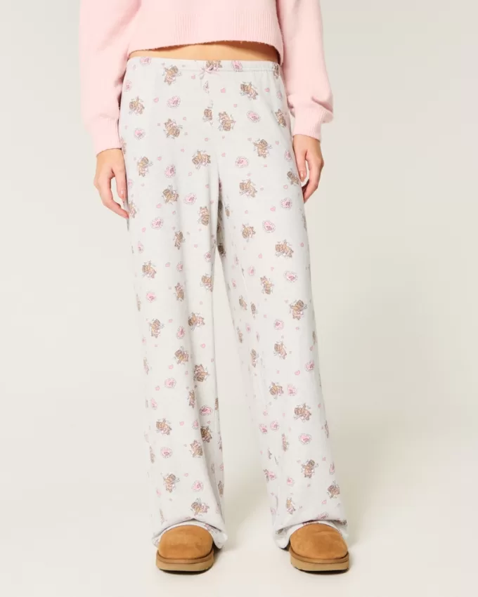 Bear Graphic Pajama Pants,Bear Graphic Pajama Pants