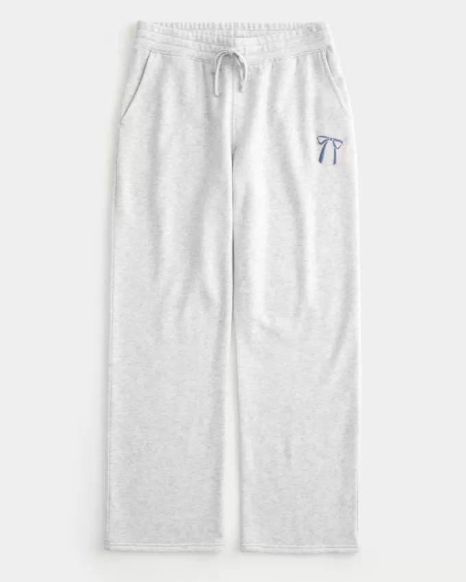 Bow Graphic Straight Sweatpants,Bow Graphic Straight Sweatpants
