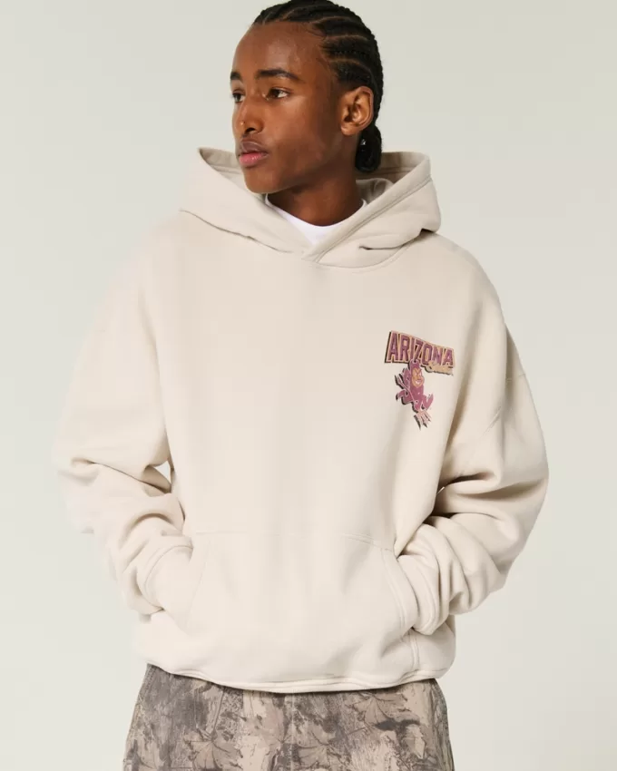 Boxy Arizona State University Sun Devils Graphic Hoodie,Boxy Arizona State University Sun Devils Graphic Hoodie
