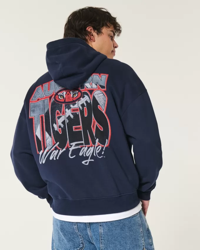 Boxy Auburn University Tigers Graphic Hoodie,Boxy Auburn University Tigers Graphic Hoodie