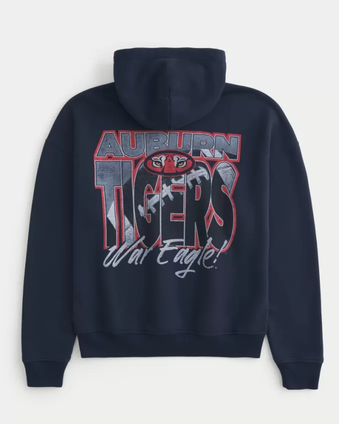 Boxy Auburn University Tigers Graphic Hoodie,Boxy Auburn University Tigers Graphic Hoodie