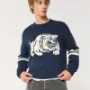 Boxy Bulldog Graphic Crew Sweater,Boxy Bulldog Graphic Crew Sweater Boxy Bulldog Graphic Crew Sweater,Boxy Bulldog Graphic Crew Sweater