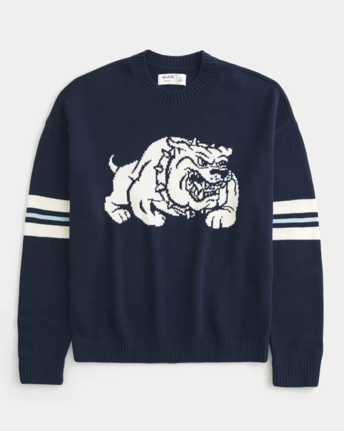 Boxy Bulldog Graphic Crew Sweater,Boxy Bulldog Graphic Crew Sweater Boxy Bulldog Graphic Crew Sweater,Boxy Bulldog Graphic Crew Sweater