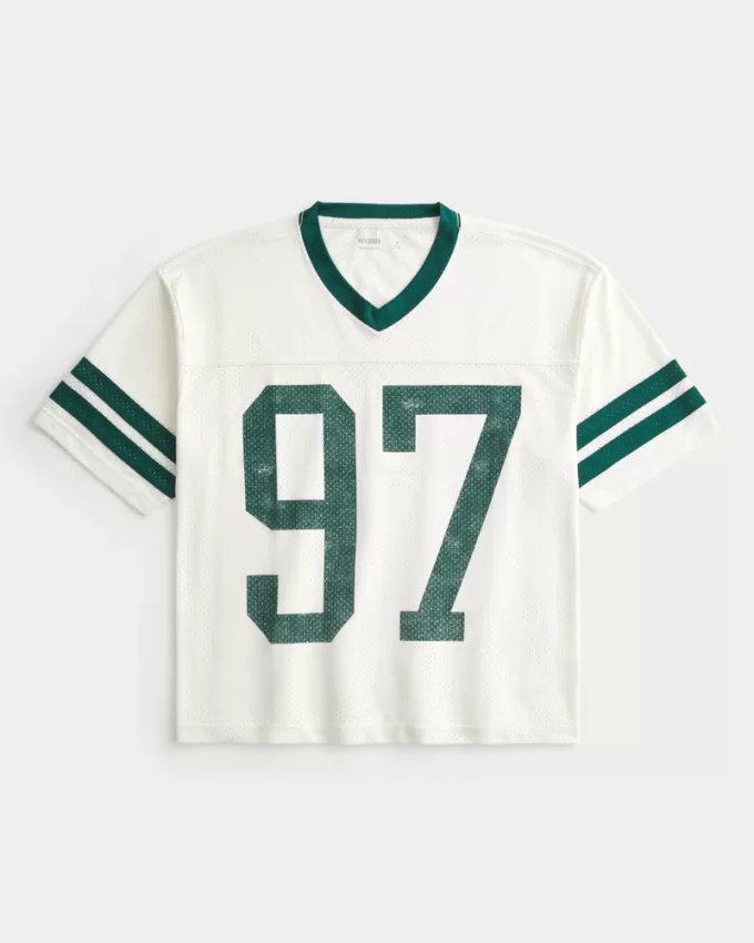 Boxy Crop Athletic Graphic Jersey,Boxy Crop Athletic Graphic Jersey
