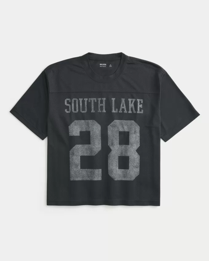 Boxy Crop Athletic Graphic Jersey,Boxy Crop Athletic Graphic Jersey