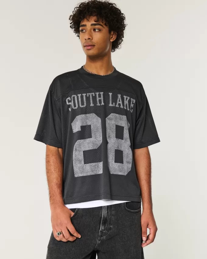 Boxy Crop Athletic Graphic Jersey,Boxy Crop Athletic Graphic Jersey