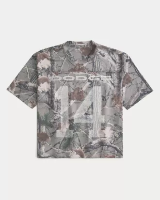 Boxy Crop Camo Dodge Graphic Jersey,Boxy Crop Camo Dodge Graphic Jersey