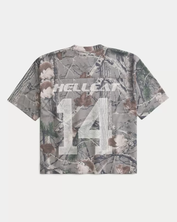 Boxy Crop Camo Dodge Graphic Jersey,Boxy Crop Camo Dodge Graphic Jersey
