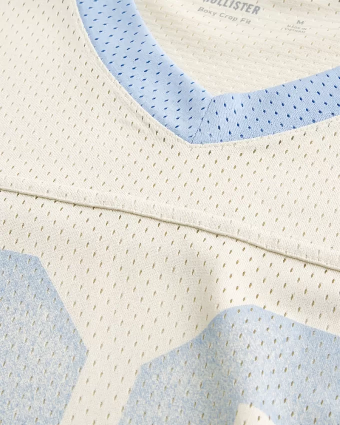 Boxy Crop Mesh Graphic Football Jersey,Boxy Crop Mesh Graphic Football Jersey