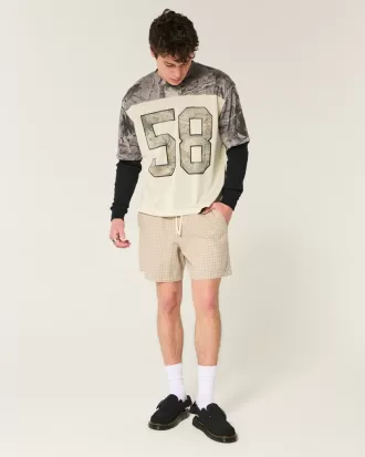 Boxy Crop Mesh Graphic Football Jersey,Boxy Crop Mesh Graphic Football Jersey