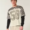 Boxy Crop Mesh Graphic Football Jersey,Boxy Crop Mesh Graphic Football Jersey