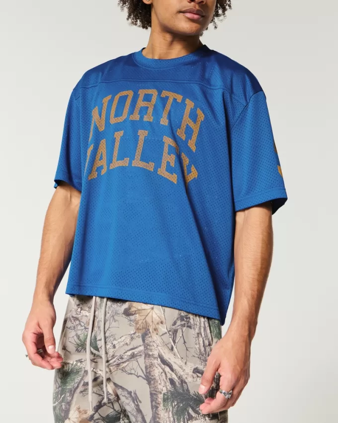Boxy Crop Mesh North Valley Graphic Jersey,Boxy Crop Mesh North Valley Graphic Jersey