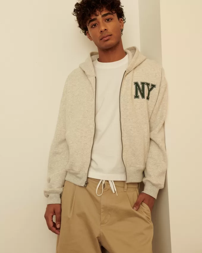 Boxy Crop NY Graphic Zip-Up Hoodie,Boxy Crop NY Graphic Zip-Up Hoodie