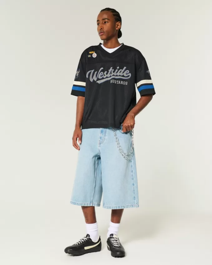 Boxy Crop Westside Mustangs Graphic Jersey,Boxy Crop Westside Mustangs Graphic Jersey
