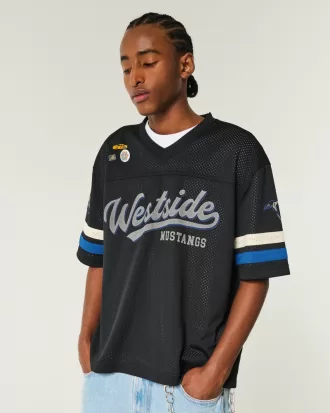 Boxy Crop Westside Mustangs Graphic Jersey,Boxy Crop Westside Mustangs Graphic Jersey