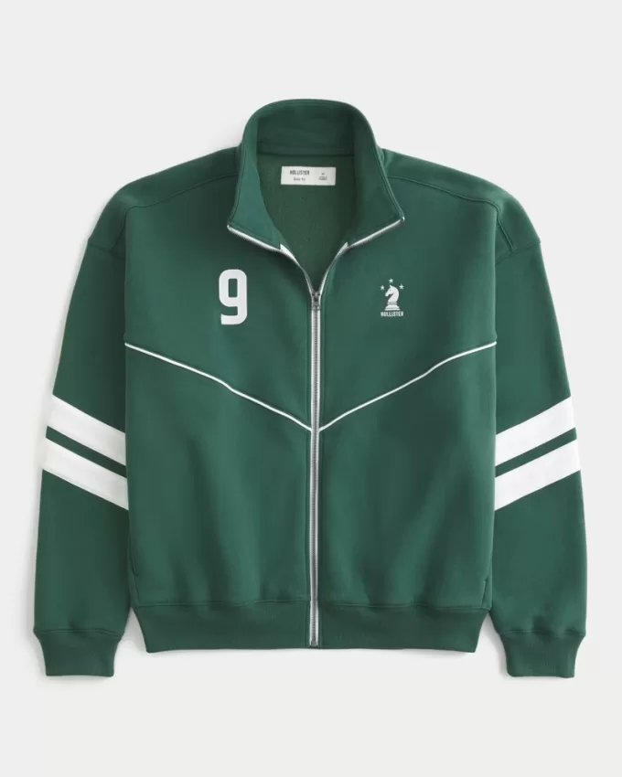 Boxy Fleece Logo Track Jacket,Boxy Fleece Logo Track Jacket