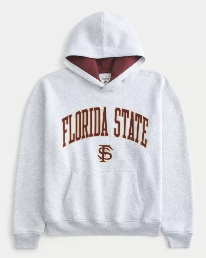 Boxy Florida State University Graphic Hoodie,Boxy Florida State University Graphic Hoodie
