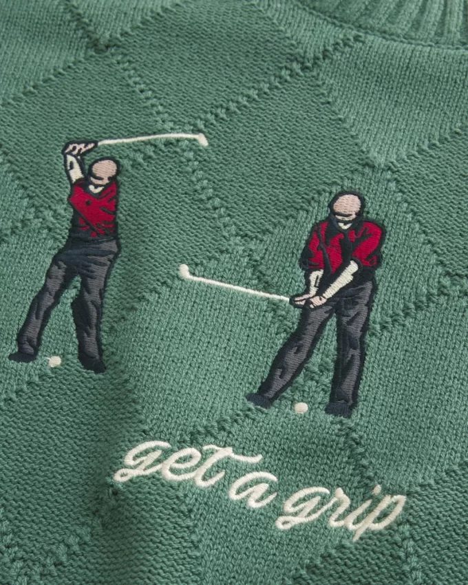 Boxy Golf Graphic Crew Sweater,Boxy Golf Graphic Crew Sweater