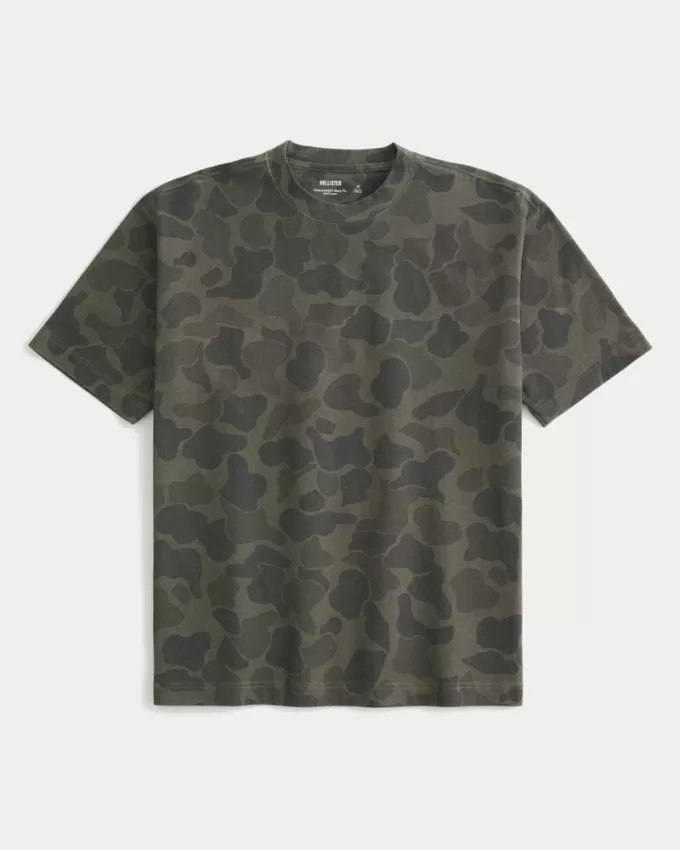 Boxy Heavyweight Camo Crew T-Shirt,Boxy Heavyweight Camo Crew T-Shirt