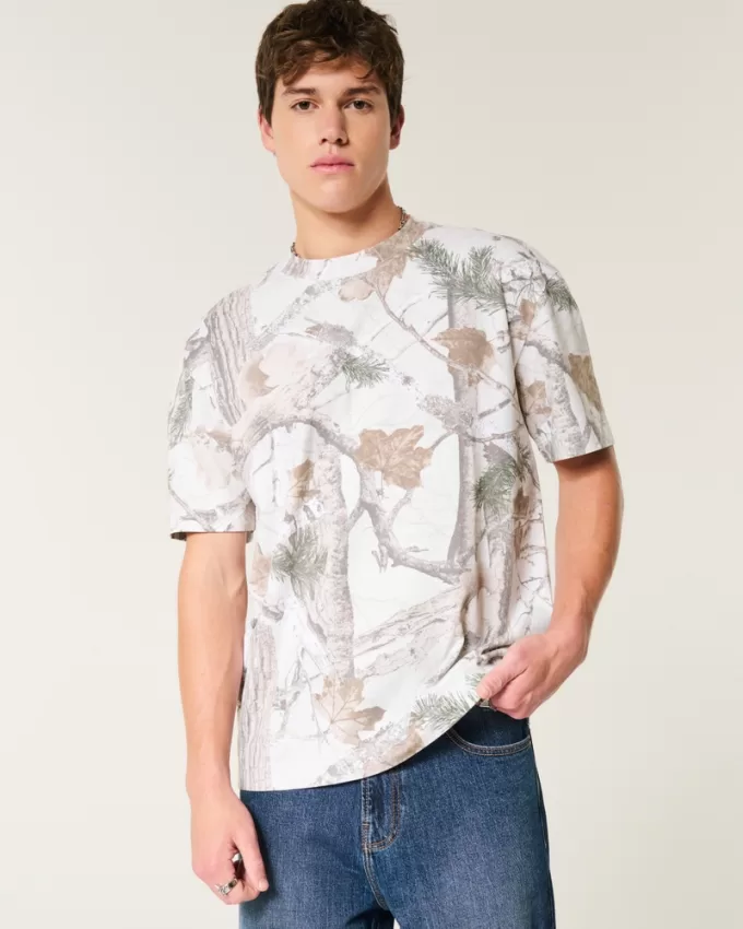Boxy Heavyweight Camo Crew T-Shirt,Boxy Heavyweight Camo Crew T-Shirt