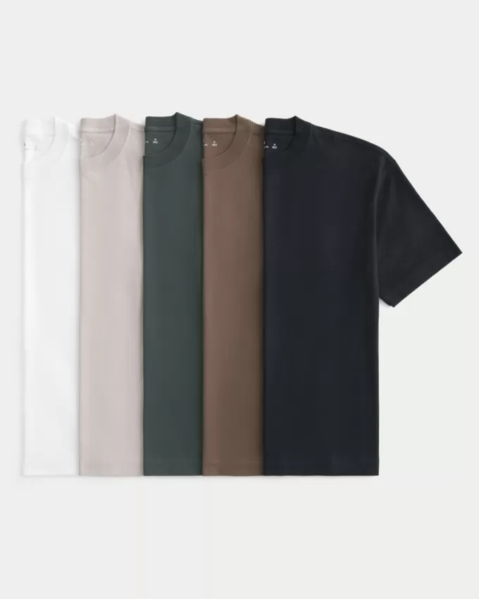 Boxy Heavyweight Cotton Crew T-Shirt 5-Pack,Boxy Heavyweight Cotton Crew T-Shirt 5-Pack