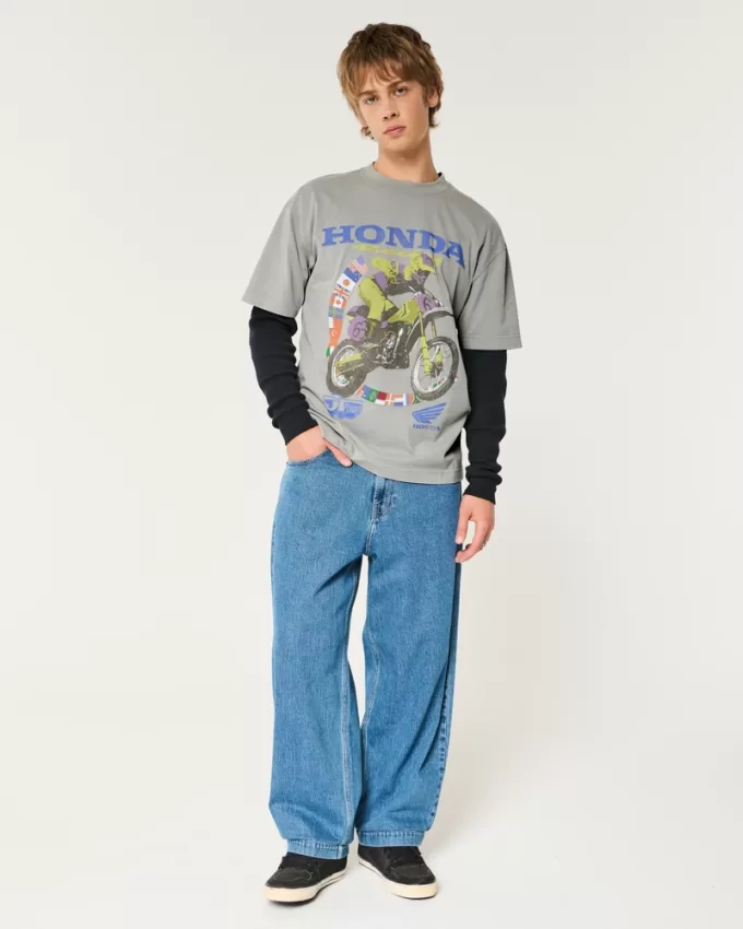 Boxy Heavyweight Honda Racing Graphic Tee,Boxy Heavyweight Honda Racing Graphic Tee