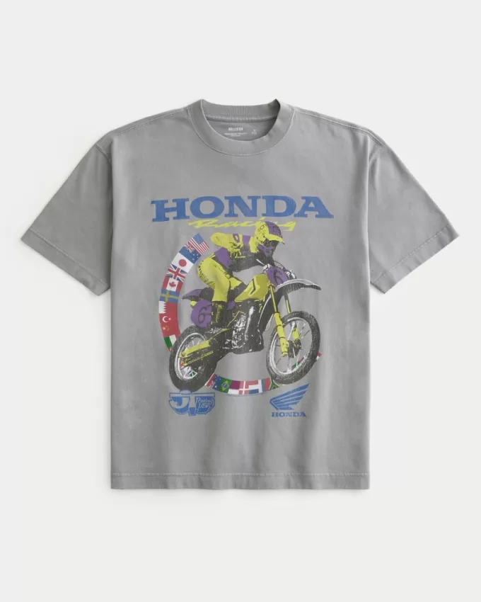 Boxy Heavyweight Honda Racing Graphic Tee,Boxy Heavyweight Honda Racing Graphic Tee