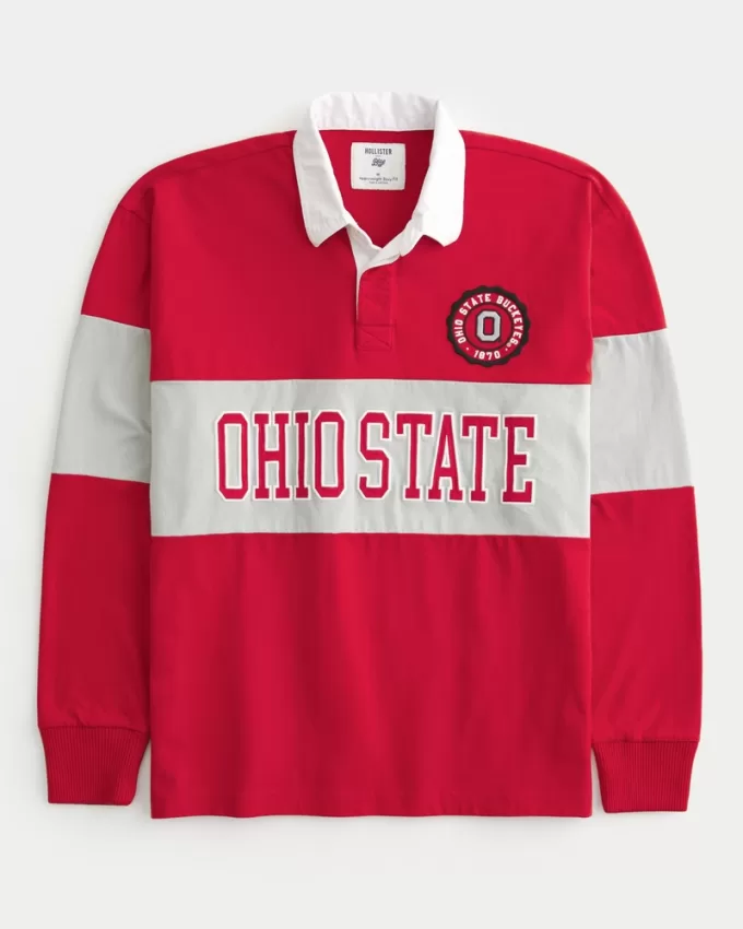 Boxy Heavyweight Ohio State Graphic Rugby Polo,Boxy Heavyweight Ohio State Graphic Rugby Polo