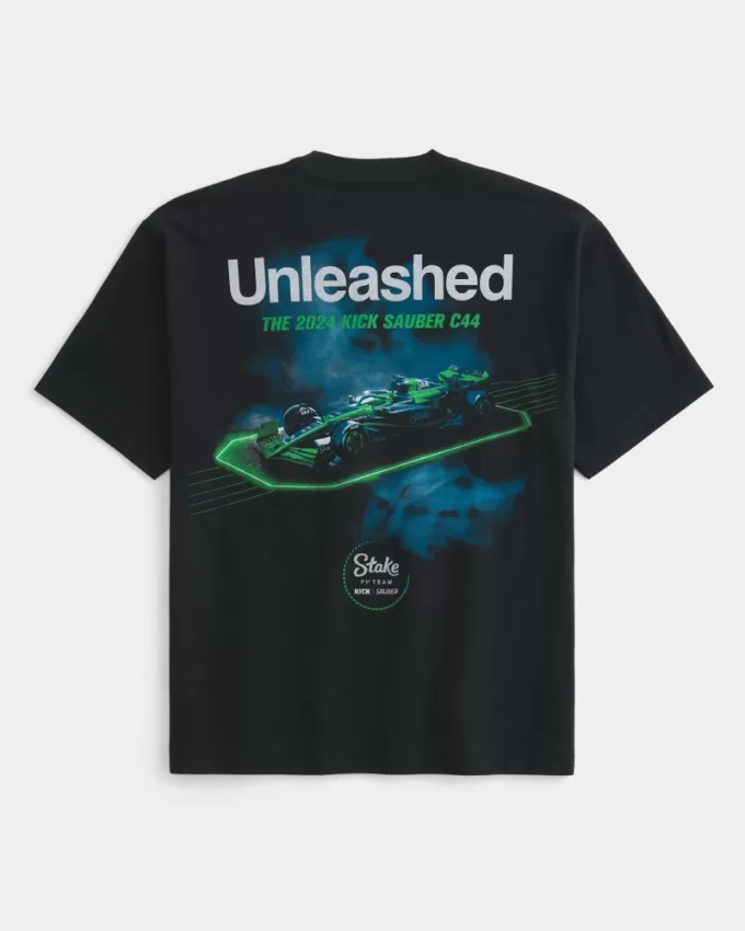 Boxy Heavyweight Stake F1 Team Kick Sauber Graphic Tee,Boxy Heavyweight Stake F1 Team Kick Sauber Graphic Tee