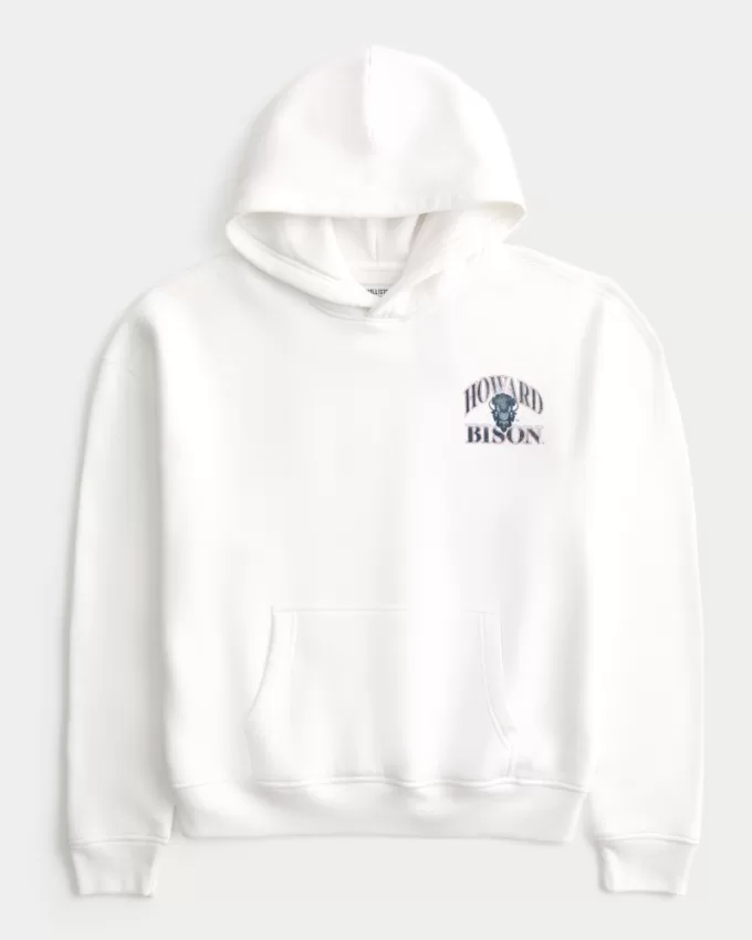Boxy Howard University Bison Graphic Hoodie,Boxy Howard University Bison Graphic Hoodie
