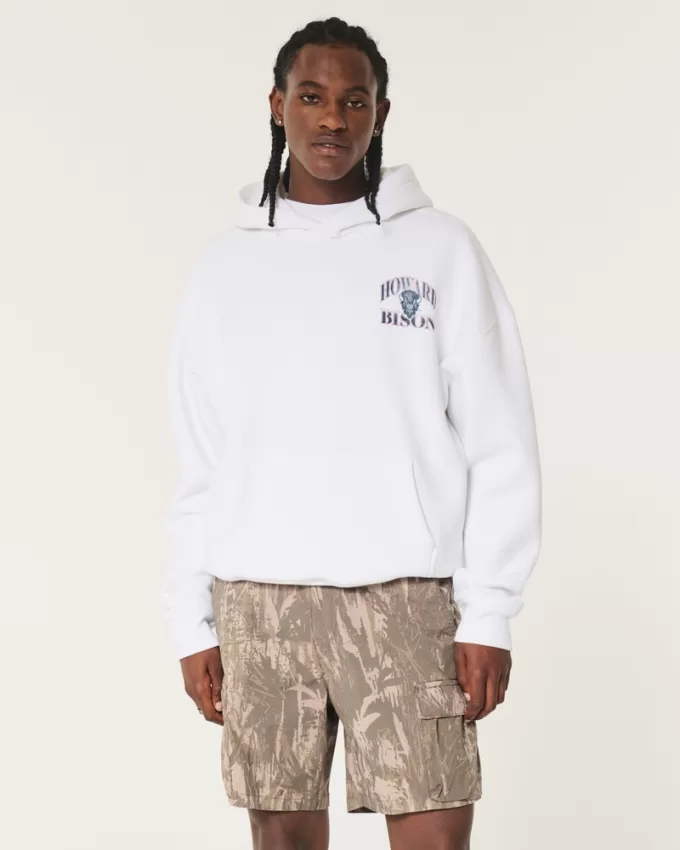 Boxy Howard University Bison Graphic Hoodie,Boxy Howard University Bison Graphic Hoodie