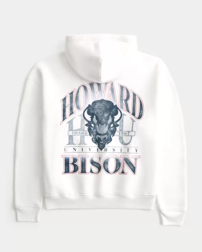 Boxy Howard University Bison Graphic Hoodie,Boxy Howard University Bison Graphic Hoodie