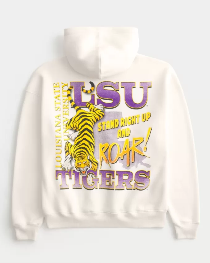 Boxy LSU Tigers Graphic Hoodie,Boxy LSU Tigers Graphic Hoodie