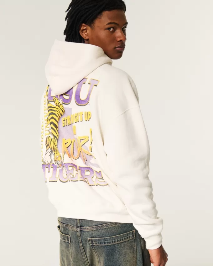 Boxy LSU Tigers Graphic Hoodie,Boxy LSU Tigers Graphic Hoodie