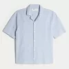 Boxy Linen-Blend Short-Sleeve Shirt,Boxy Linen-Blend Short-Sleeve Shirt